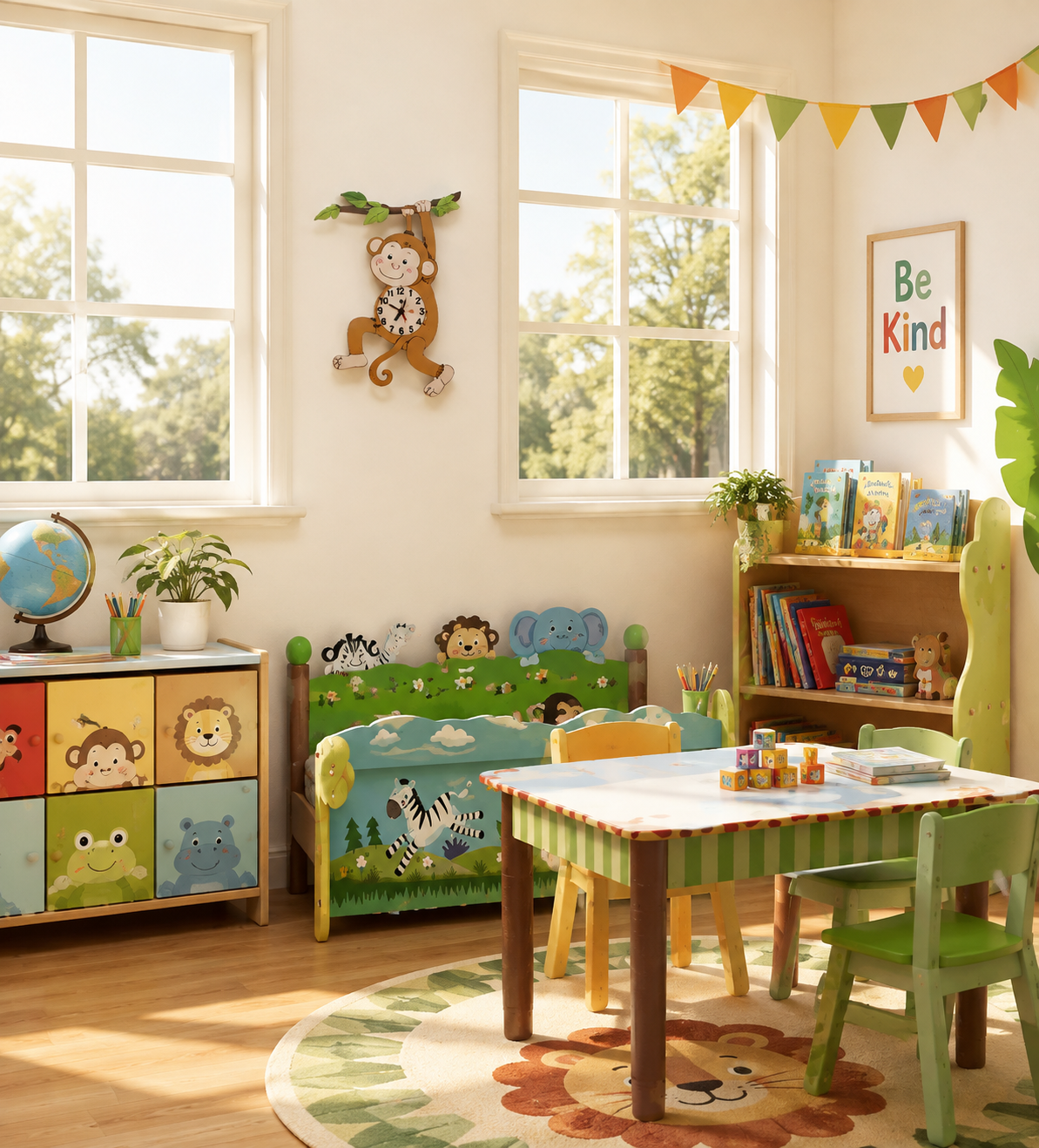 Sunny Safari Monkey Wall Clock