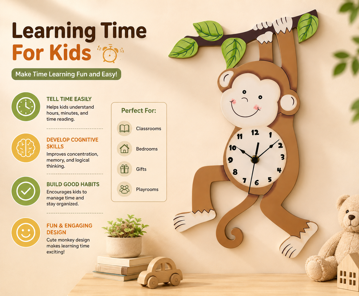 Sunny Safari Monkey Wall Clock