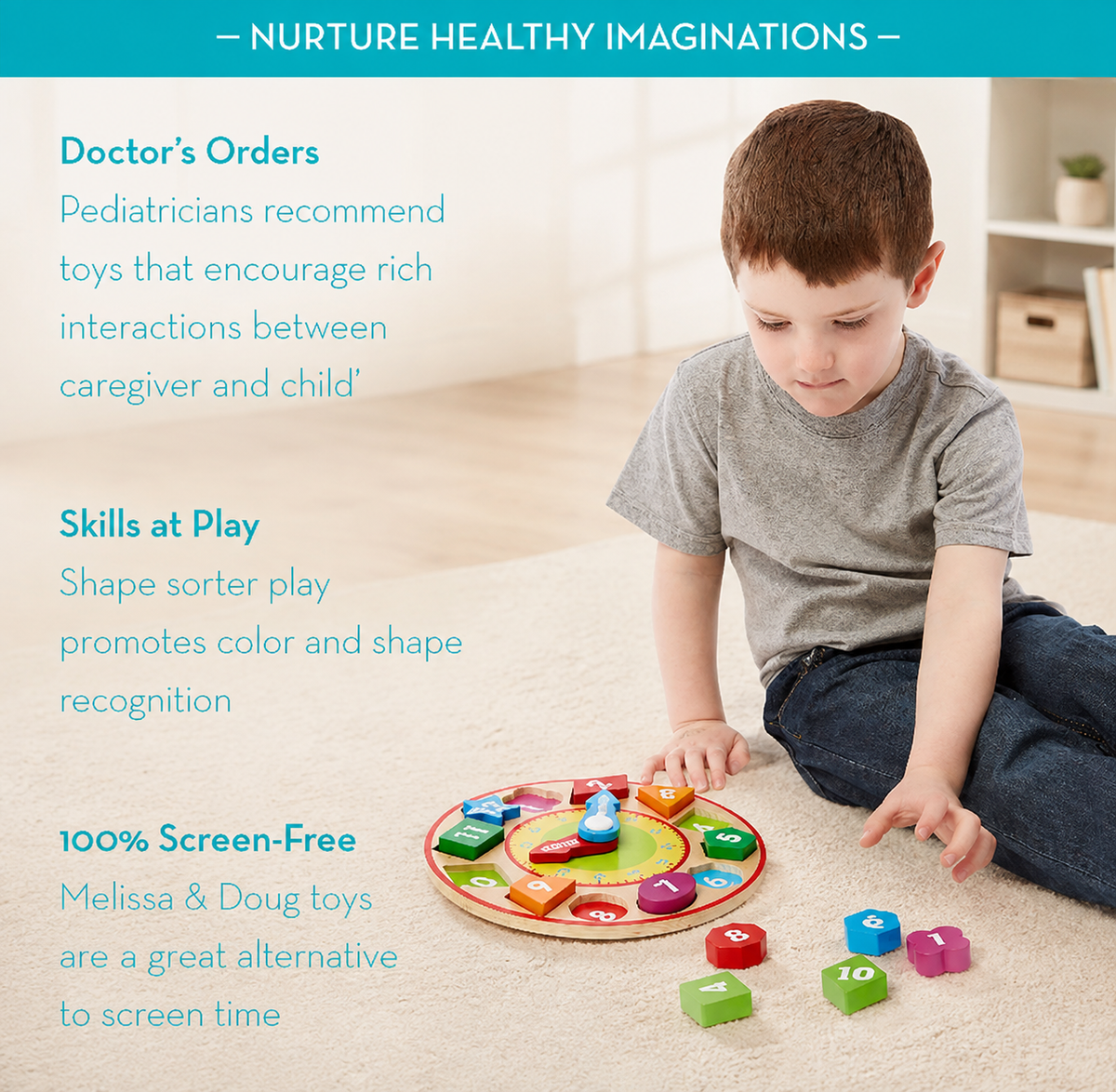 Wooden Shape Sorting Clock