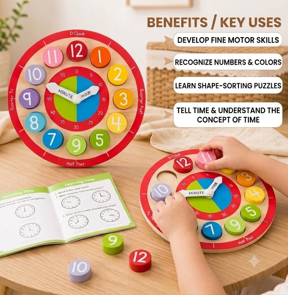 Wooden Time Learning Clock